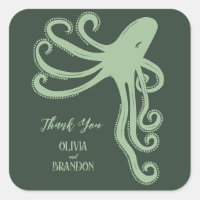 Octopus Deep Sea Modern Wedding, Green