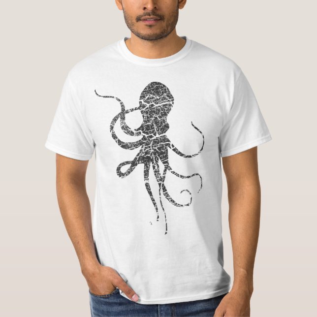 Octopus Distressed Print - Vintage Octopus T-Shirt (Front)