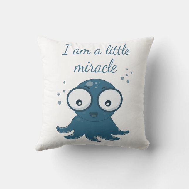 octopus drawing i'm a little miracle   cushion (Back)