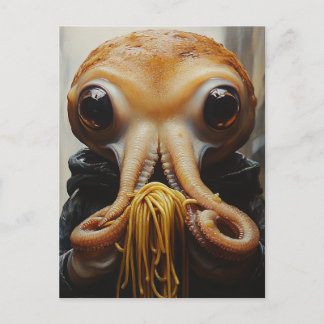 Octopus Eating Spaghetti Postcard