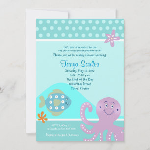 Octopus & Fish Ocean 5x7 Baby Shower Invitation