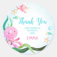 Octopus Fish Under The Sea Birthday Sticker