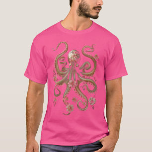 Octopus Floral Flowers Squid Kraken Scuba Diving T-Shirt