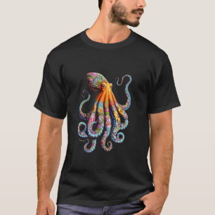 Octopus Floral Vintage Flowers Scuba Diving Ocean T-Shirt