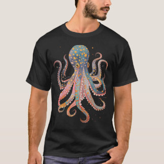 Octopus Floral Vintage Flowers Squid Kraken Scuba T-Shirt