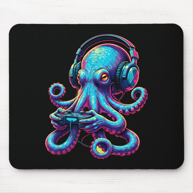 Octopus Gaming Animal Video Games Funny Octopus  Mouse Pad (Front)
