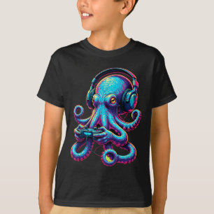 Octopus Gaming Animal Video Games Funny Octopus  T-Shirt
