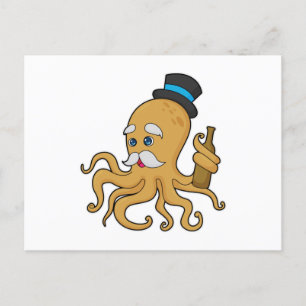 Octopus Gentleman Hat Postcard