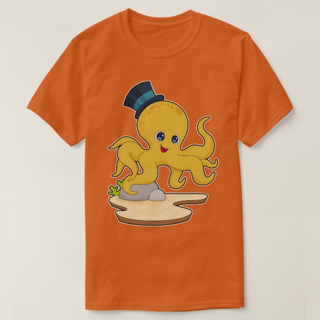 Octopus Gentleman Hat T-Shirt (Design Front)