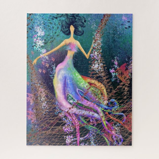 Octopus Girl - Art Drawing - Abstract Ocean Woman  Jigsaw Puzzle (Vertical)