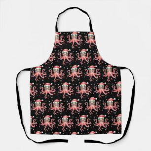 Octopus Glasses Santa Hat Christmas Light Ocean Apron