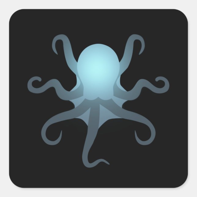 octopus glow in deep ocean sea life gift square sticker (Front)