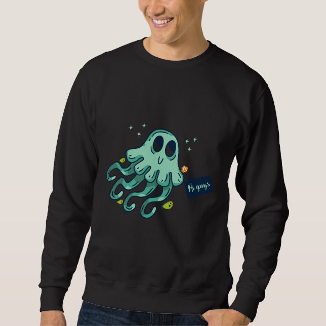 Octopus Green In Light Green And With Colourful Fi Sweatshirt (Front)