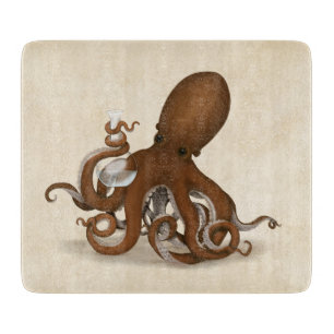 Octopus Holding Chemistry Flask Marine Science Cutting Board