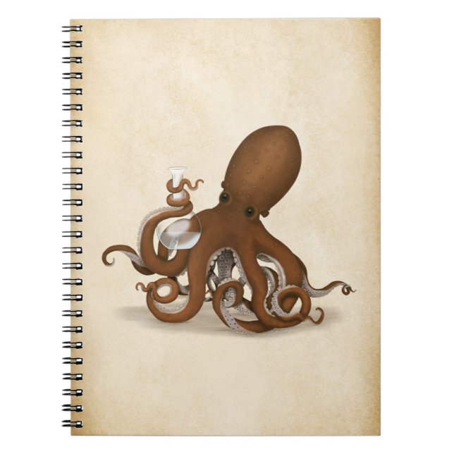 Octopus Holding Chemistry Flask Steampunk Science Notebook (Front)