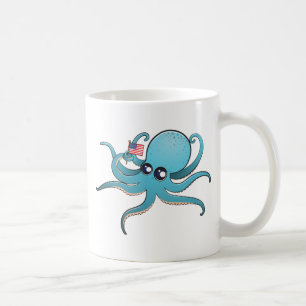 Octopus Holding The American Flag Coffee Mug