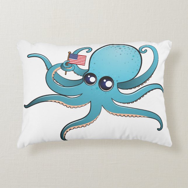Octopus Holding The American Flag Decorative Cushion (Front)