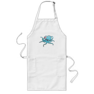 Octopus Holding The American Flag Long Apron