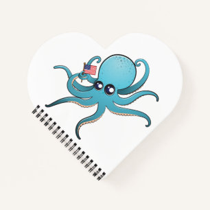 Octopus Holding The American Flag Notebook