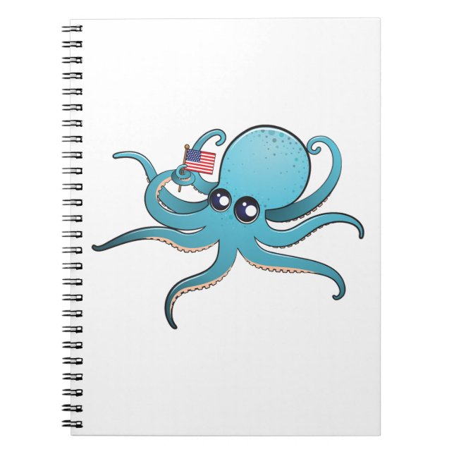 Octopus Holding The American Flag Notebook (Front)