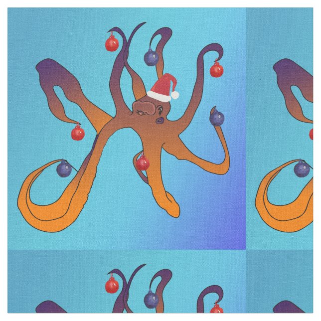 Octopus Holiday Design Fabric (Close Up)