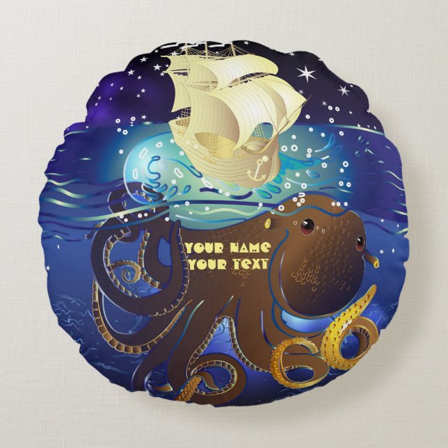 Octopus Huge and Caravella Round Cushion (Front)