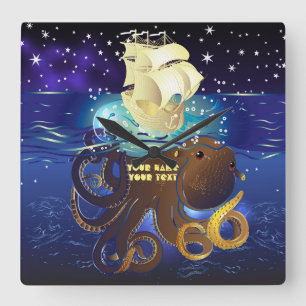 Octopus Huge and Caravella Square Wall Clock