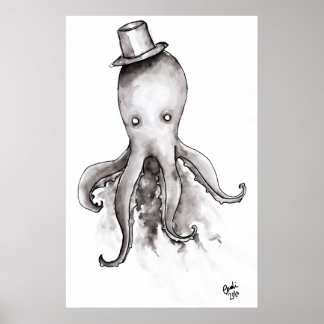 Octopus in a Hat Poster