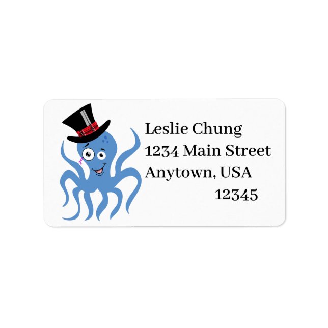 Octopus in a Top Hat and Monocle Label (Front)