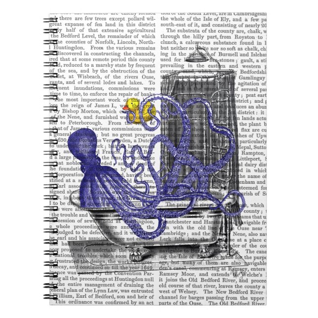 Octopus in Bath 2 Spiral Notebook (Front)
