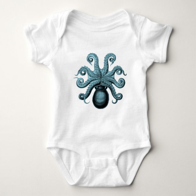 Octopus in Teal Baby Bodysuit (Front)
