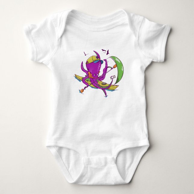 Octopus kayaking baby bodysuit (Front)