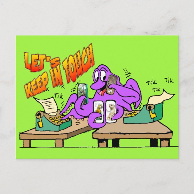 Octopus 'keep in touch' Postcard Customisable (Front)