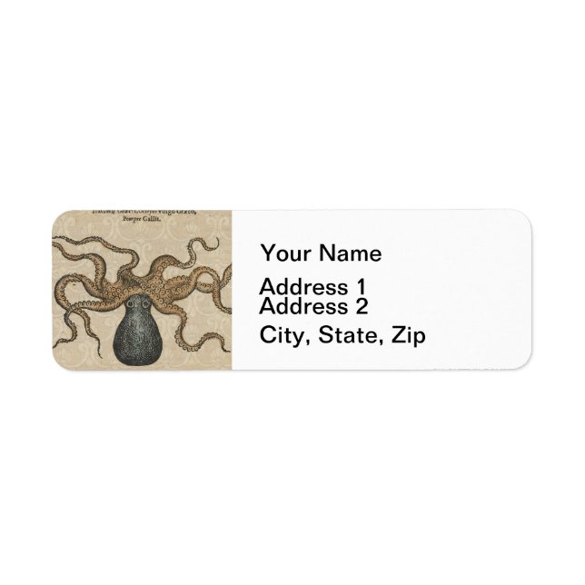 Octopus Kraken Antique Coastal Marine Wildlife (Front)