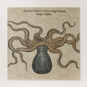 Octopus Kraken Antique Coastal Marine Wildlife Jigsaw Puzzle