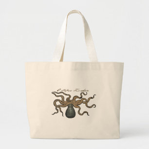 Octopus Kraken Antique Coastal Marine Wildlife Large Tote Bag
