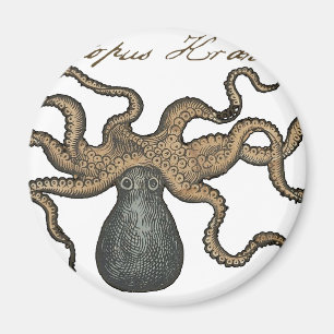 Octopus Kraken Antique Coastal Marine Wildlife Magnet