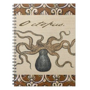 Octopus Kraken Antique Coastal Marine Wildlife Notebook