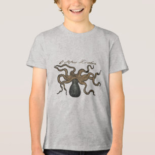Octopus Kraken Antique Coastal Marine Wildlife Tri-Blend Shirt