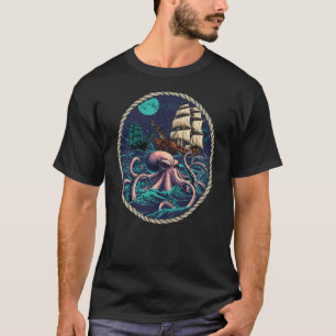 Octopus Kraken Pirate Ship - Buccaneer Freebooter T-Shirt