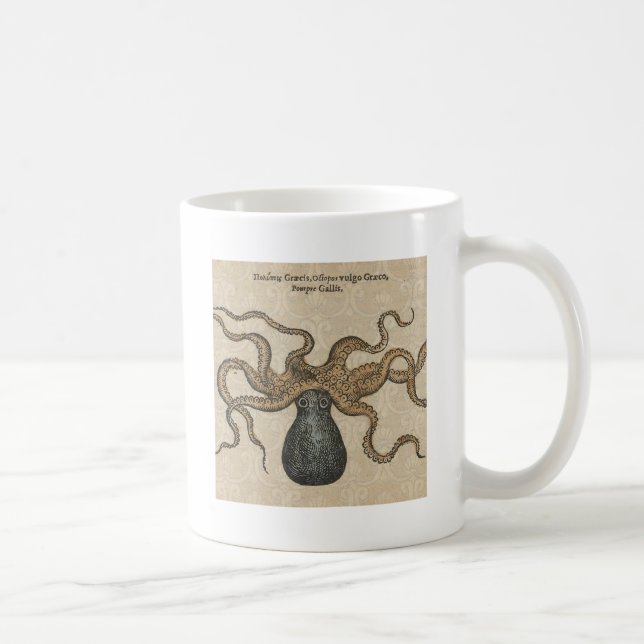 Octopus Kraken Vintage Illustration Coffee Mug (Right)