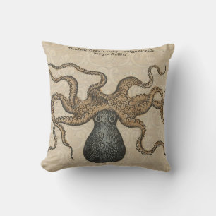 Octopus Kraken Vintage Illustration Cushion