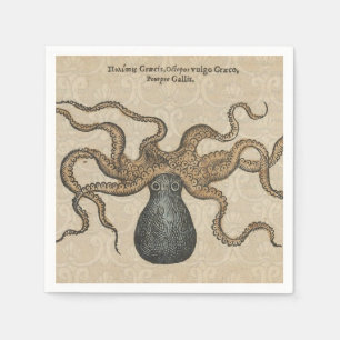Octopus Kraken Vintage Illustration Napkin