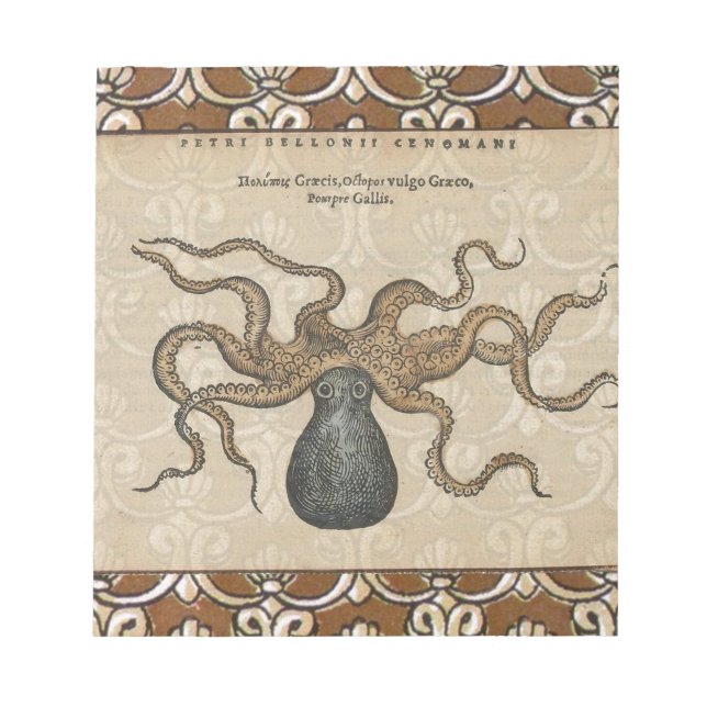 Octopus Kraken Vintage Illustration Notepad (Front)
