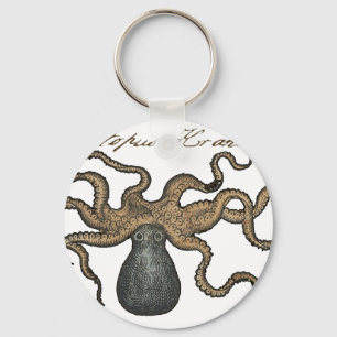 Octopus Kraken vintage Print illustration Art Key Ring