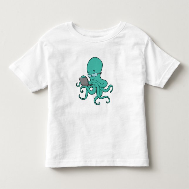 Octopus Laptop Toddler T-Shirt (Front)