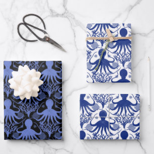 Octopus (light and dark background) wrapping paper sheet