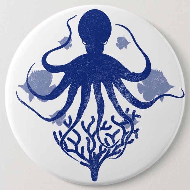 Octopus (light background) 6 cm round badge (Front)