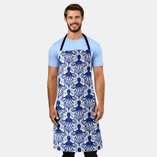 Octopus (light background) apron (Worn)
