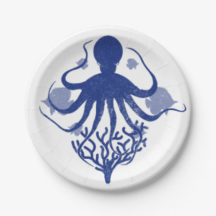 Octopus (light background) paper plate